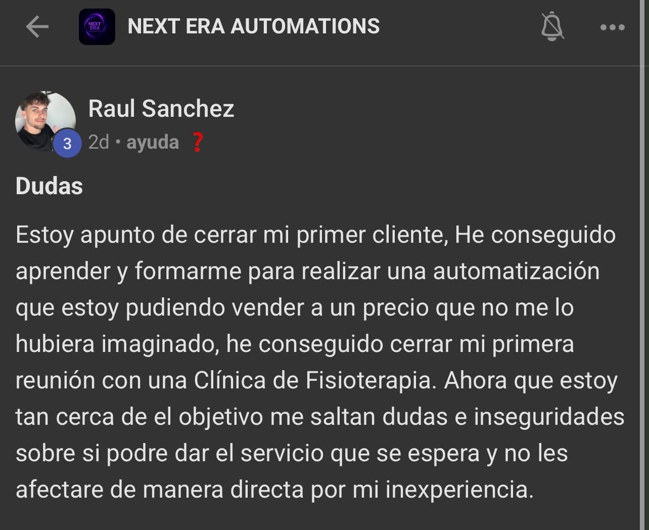 Raul Sanchez: a punto de cerrar mi primer cliente con una clínica de fisioterapia